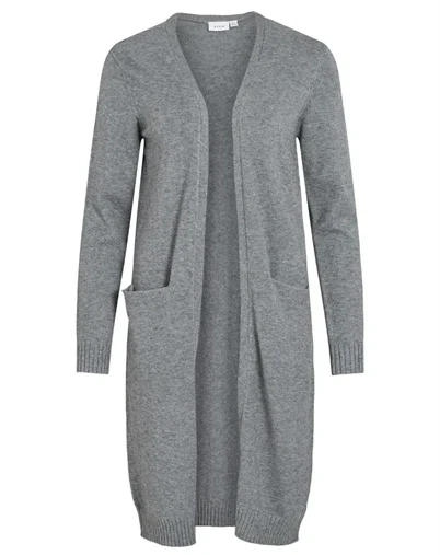 Vila - Viril Long Strik Cardigan - Medium Grey Melange